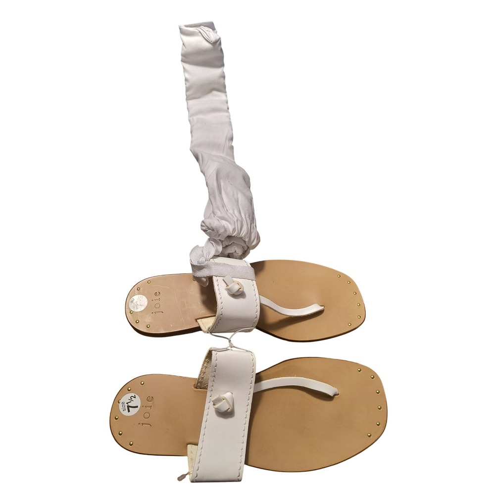 Joie Leather Thong Sandals White Studded Slip On Size 7.5 Made in Italy‎ NWT Bag
